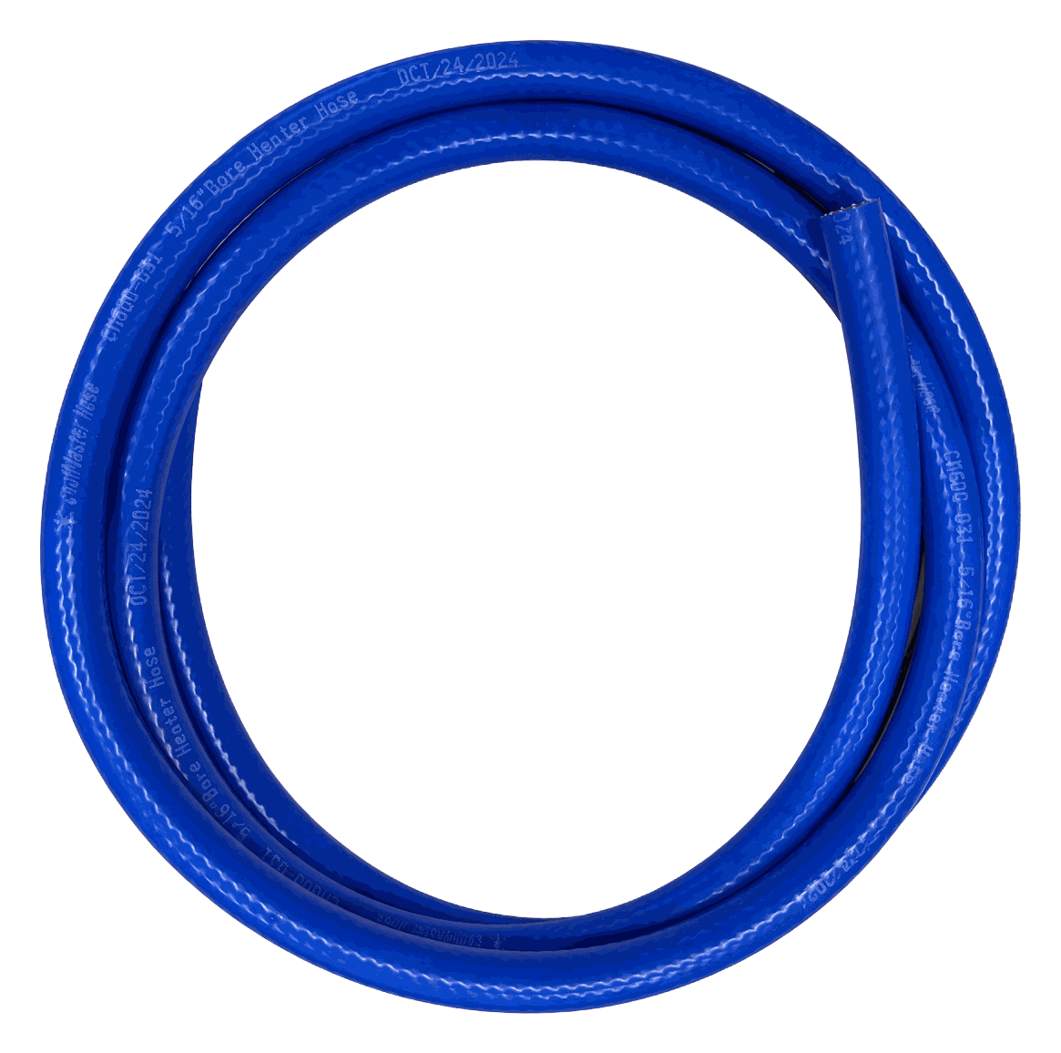 Coil of blue coolMaster straight heater hose